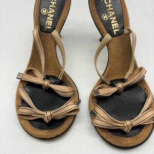 CHANEL Nude Silk Bow Sandal
